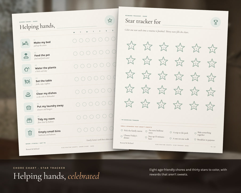 Inside the Kids Routine Chart printable: sample pages, view 4 of 8