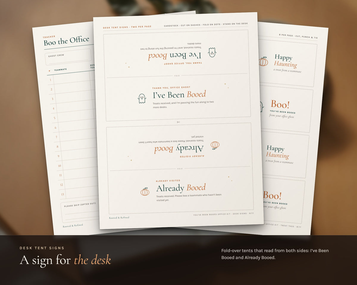 Inside the You've Been Booed Office Kit printable: sample pages, view 4 of 8