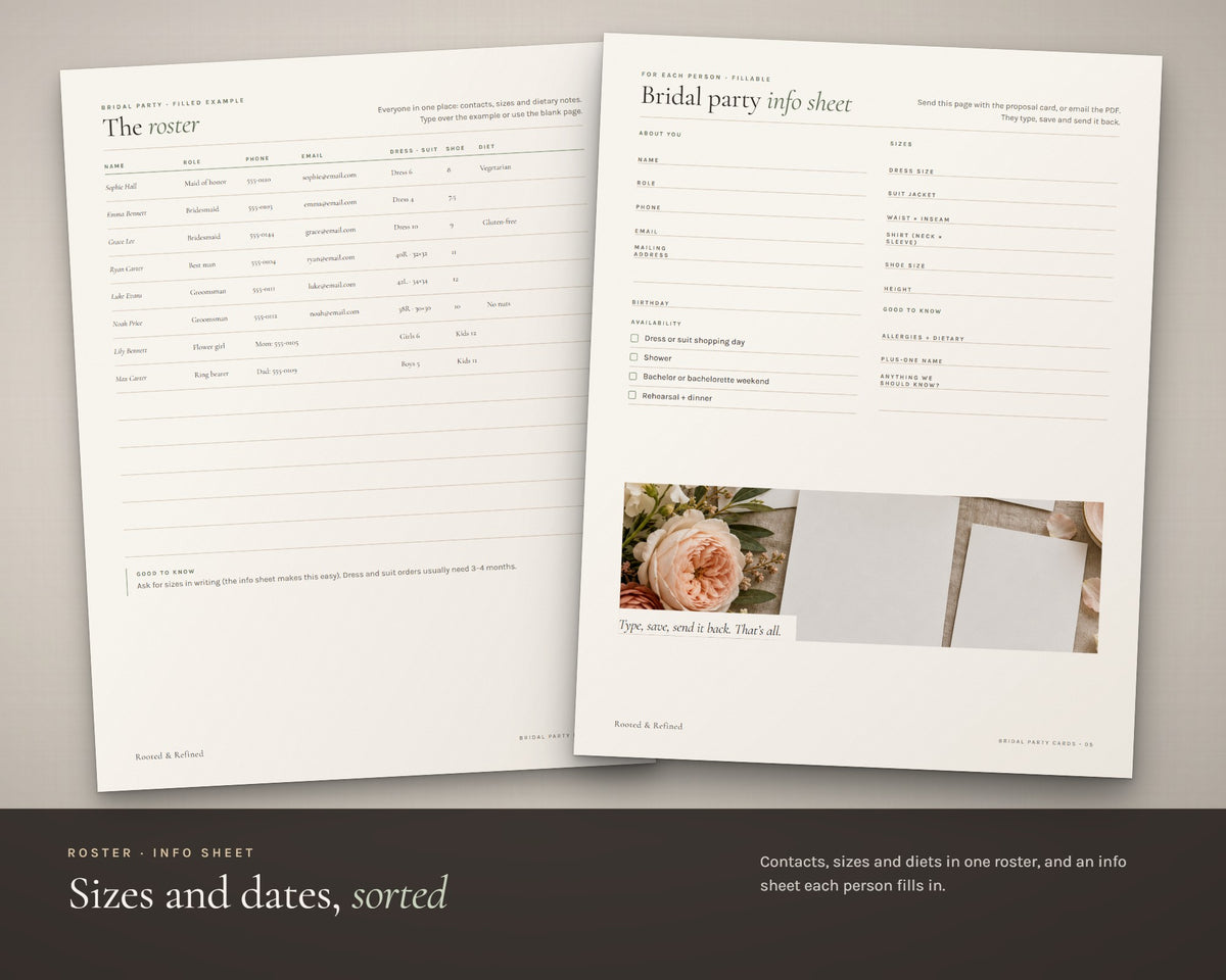 Inside the Bridal Party Proposal Cards printable: sample pages, view 4 of 7