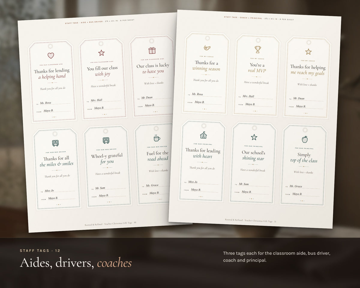 Inside the Teacher Christmas Gift Tags printable: sample pages, view 4 of 8