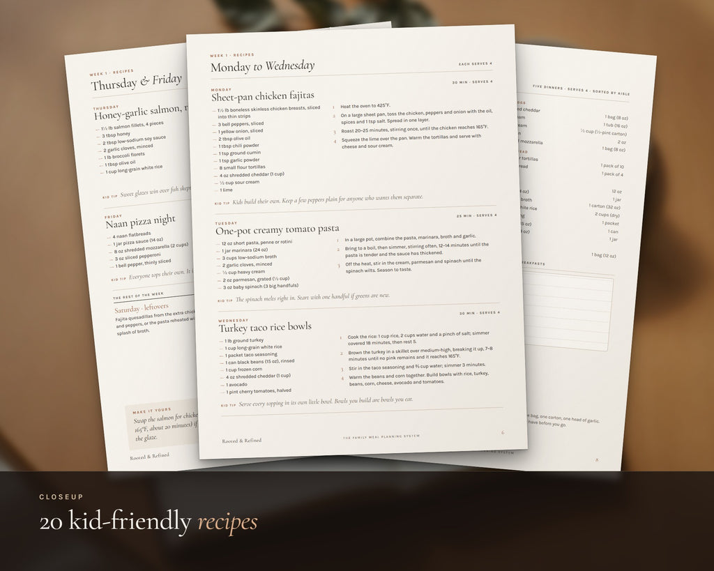 Inside the Family Meal Planner Bundle printable: sample pages, view 4 of 8