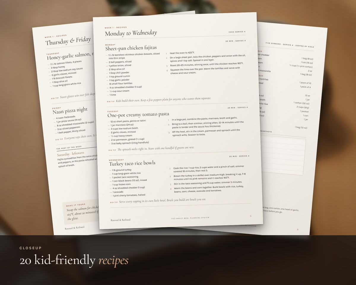 Inside the Family Meal Planner Bundle printable: sample pages, view 4 of 8