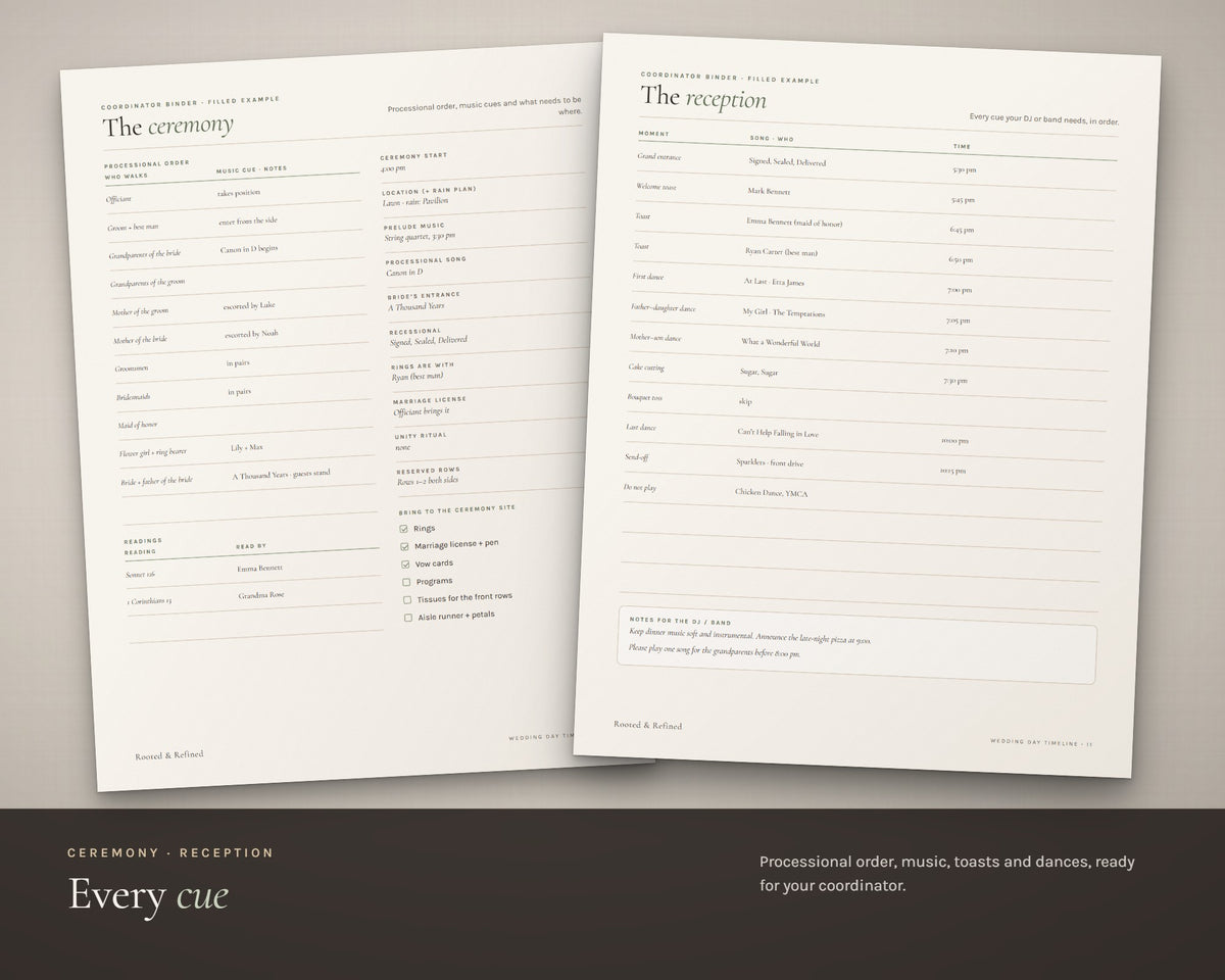 Inside the Wedding Day Timeline printable: sample pages, view 4 of 7