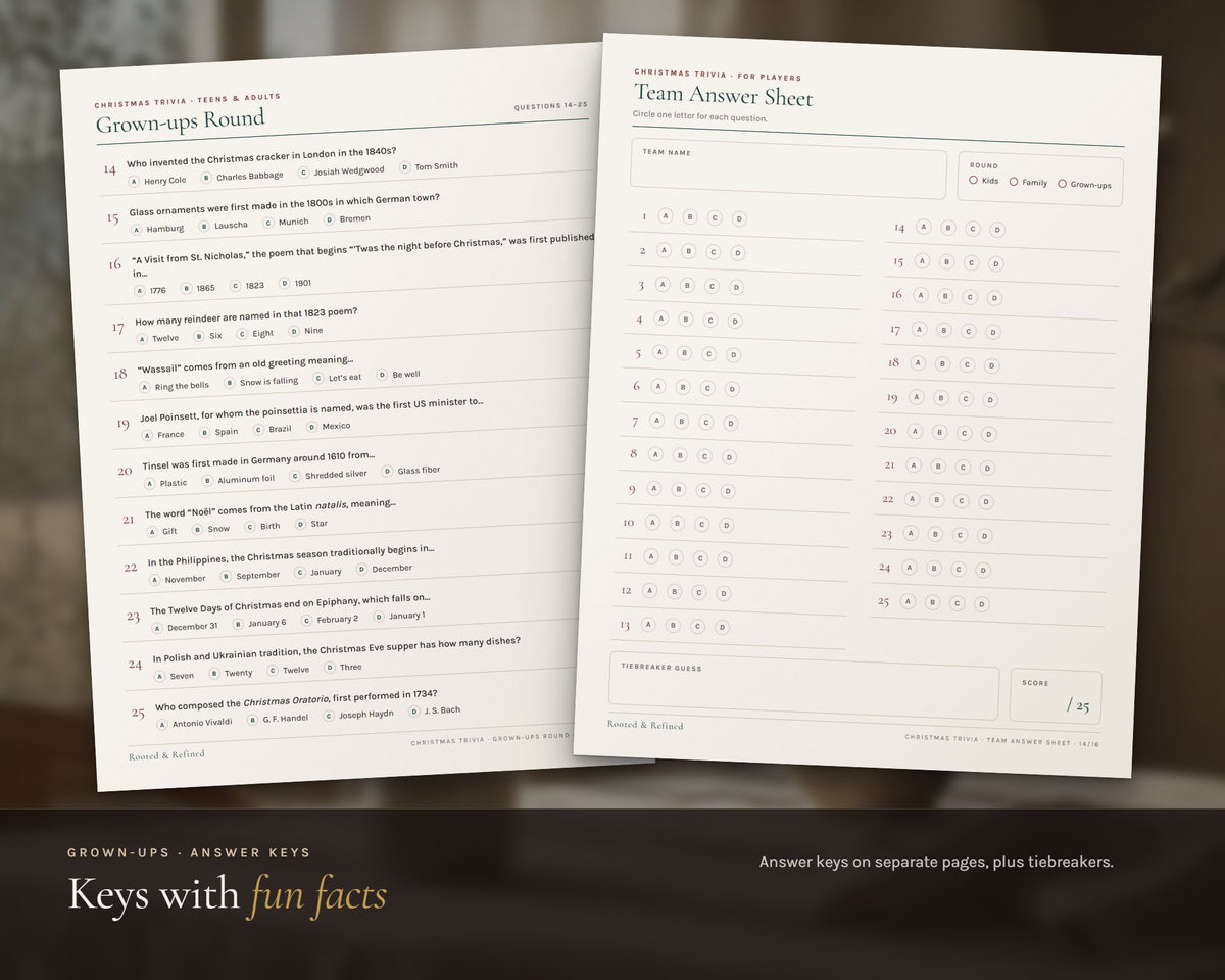 Inside the Christmas Trivia Game printable: sample pages, view 4 of 6