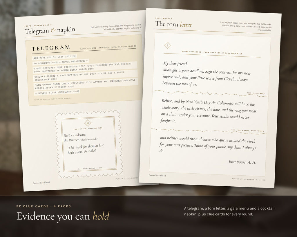 Inside the 1920s New Year's Eve Murder Mystery Party printable: sample pages, view 4 of 8