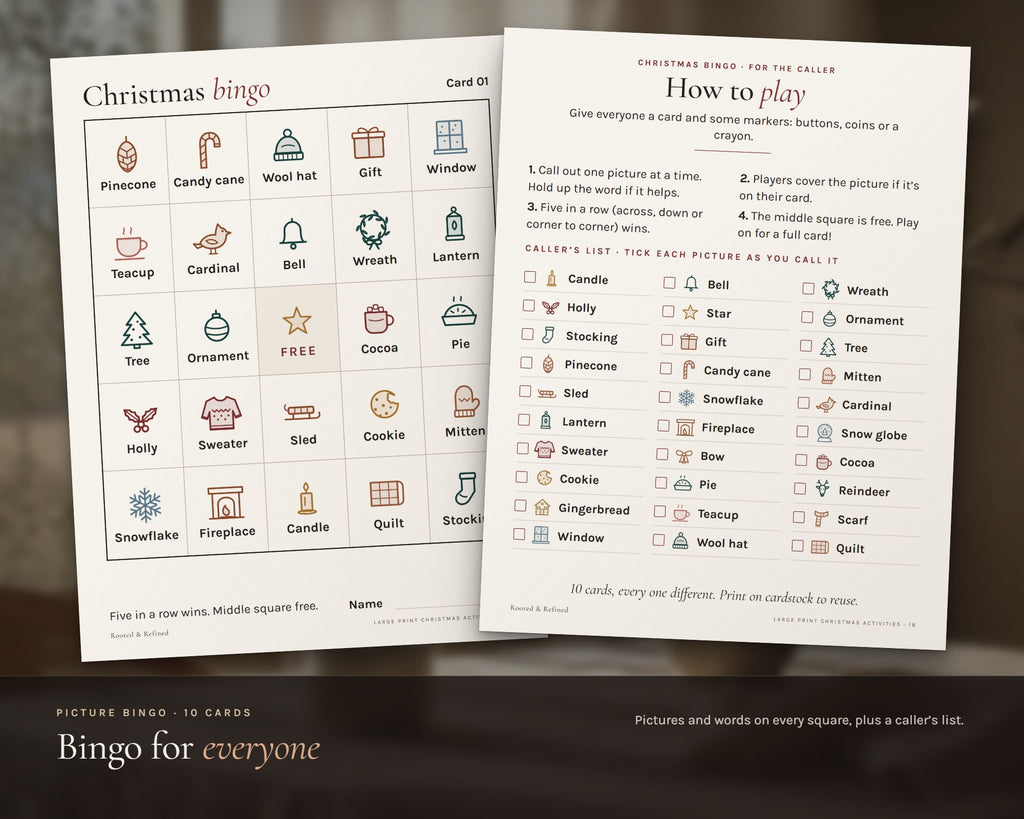 Inside the Large Print Christmas Activities for Seniors printable: sample pages, view 4 of 8