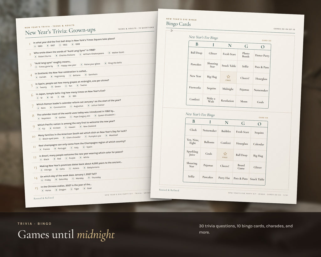 Inside the New Year's Eve Games 2027 printable: sample pages, view 4 of 8