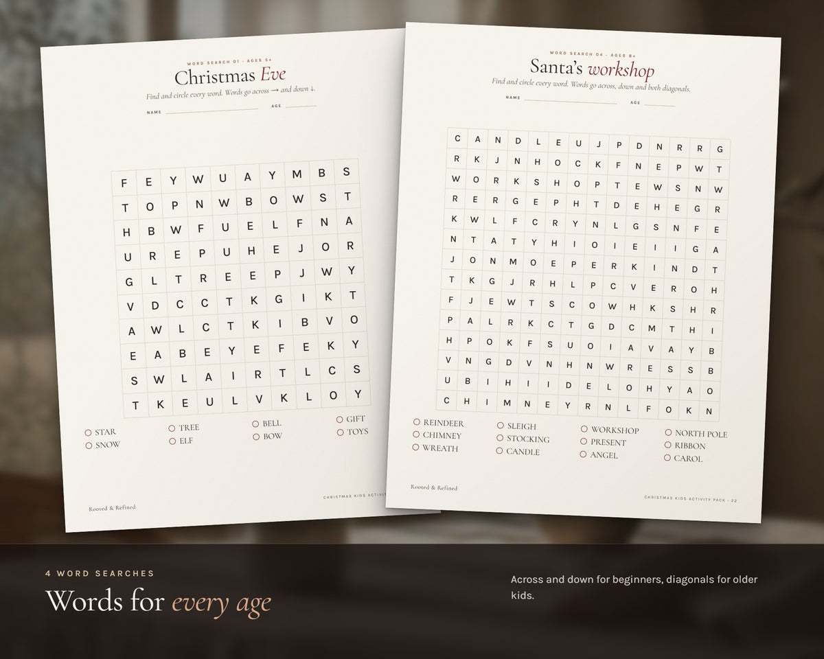 Inside the Christmas Activity Pack for Kids printable: sample pages, view 4 of 8