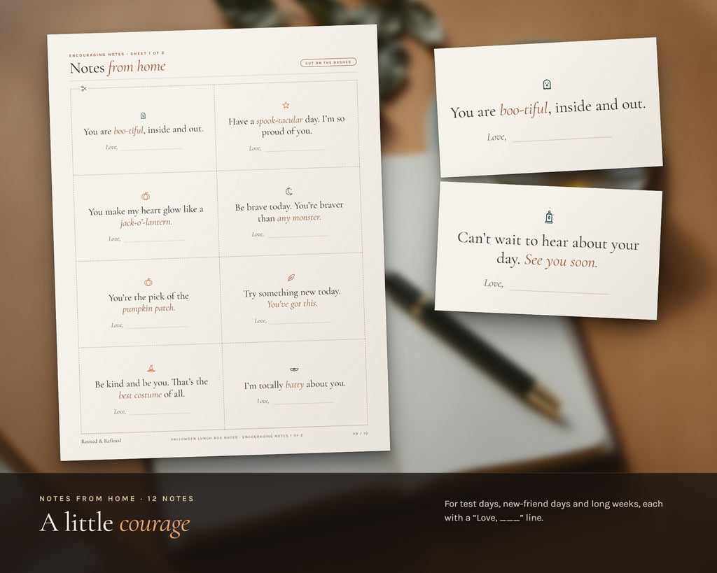 Inside the Halloween Lunch Box Notes for Kids printable: sample pages, view 4 of 7
