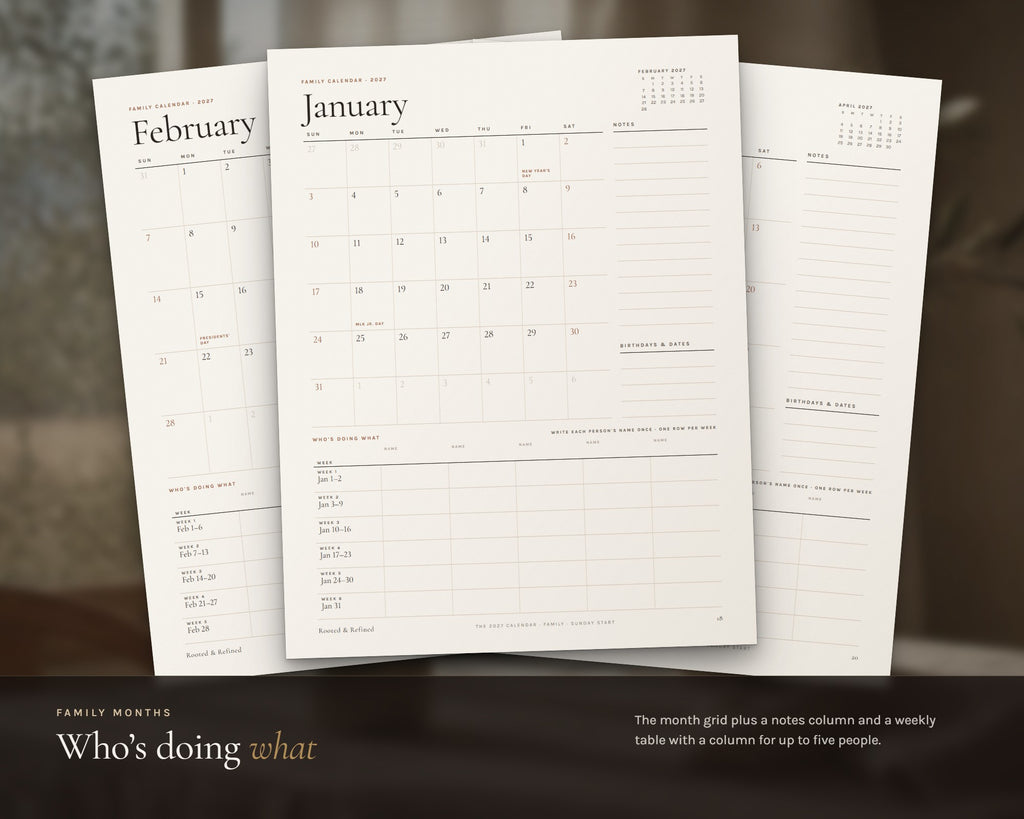 Inside the 2027 Calendar printable: sample pages, view 4 of 7