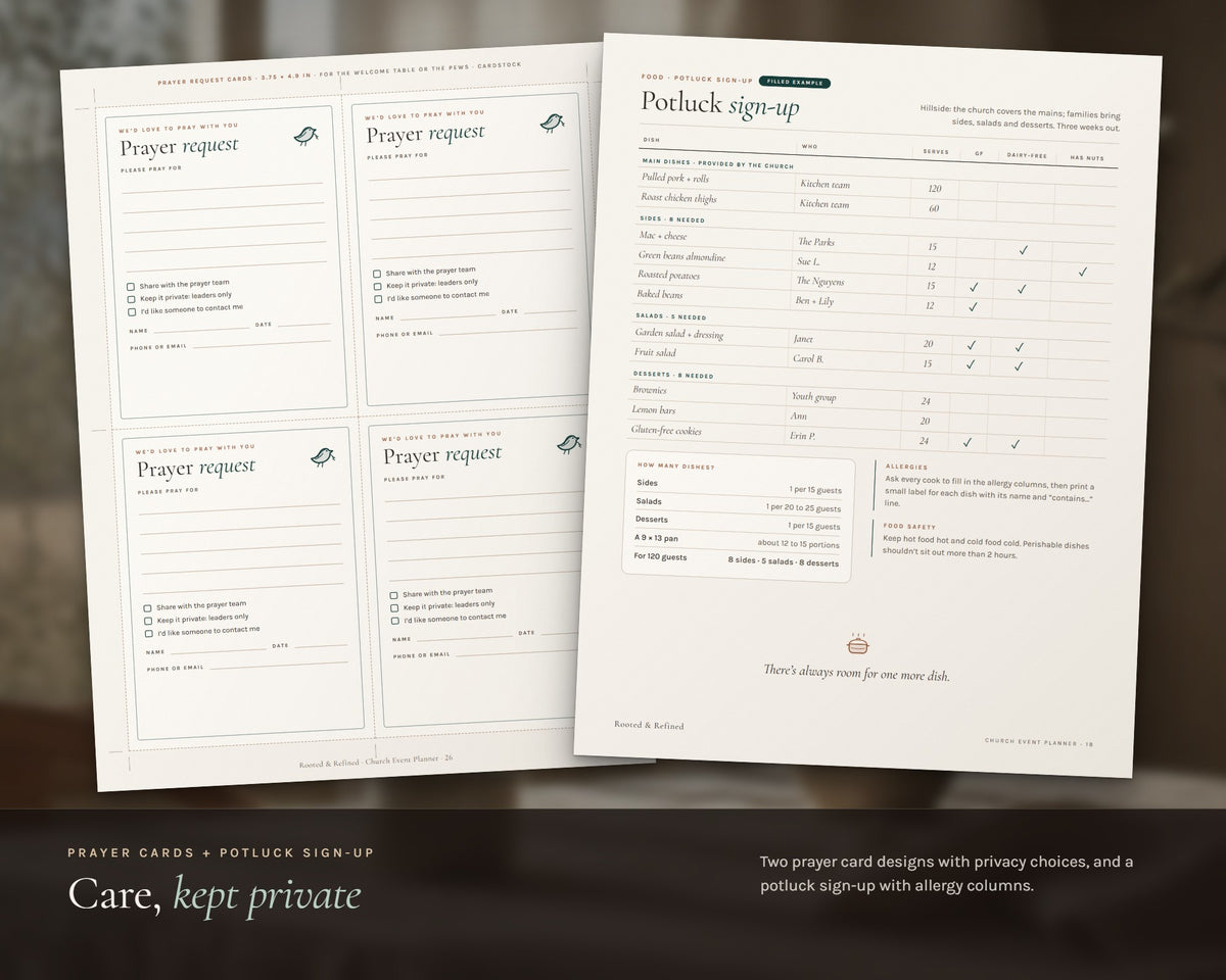 Inside the Church Event Planner printable: sample pages, view 4 of 7