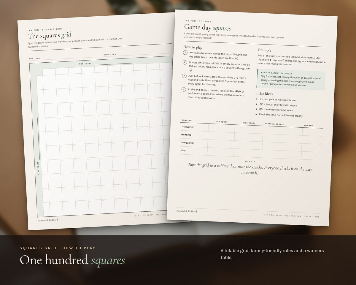 Inside the Football Party Planner printable: sample pages, view 4 of 8