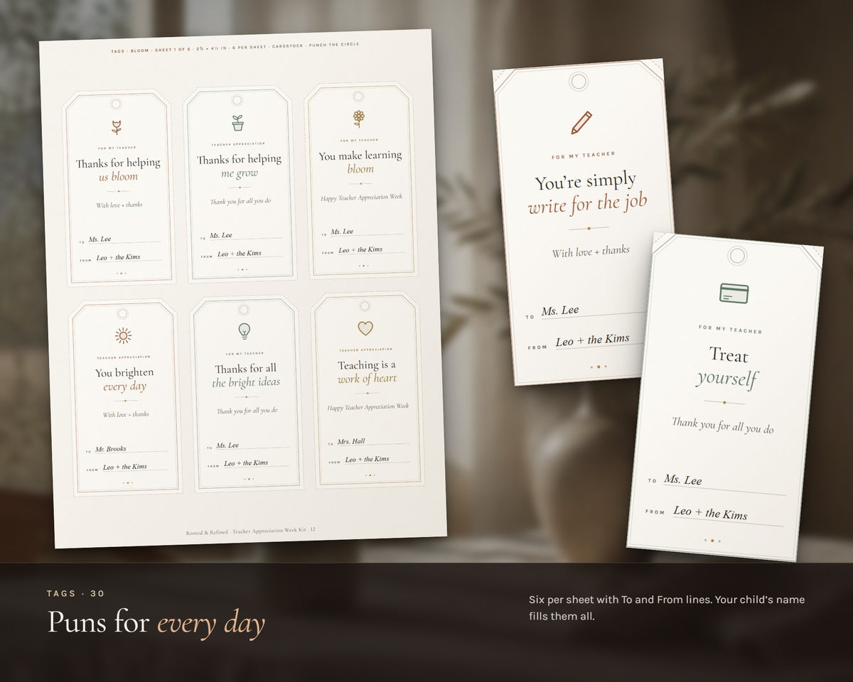Inside the Teacher Appreciation Week Kit printable: sample pages, view 4 of 8