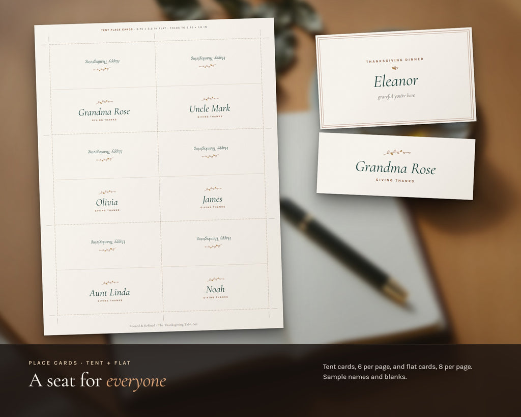 Inside the Thanksgiving Menu and Place Cards printable: sample pages, view 4 of 8