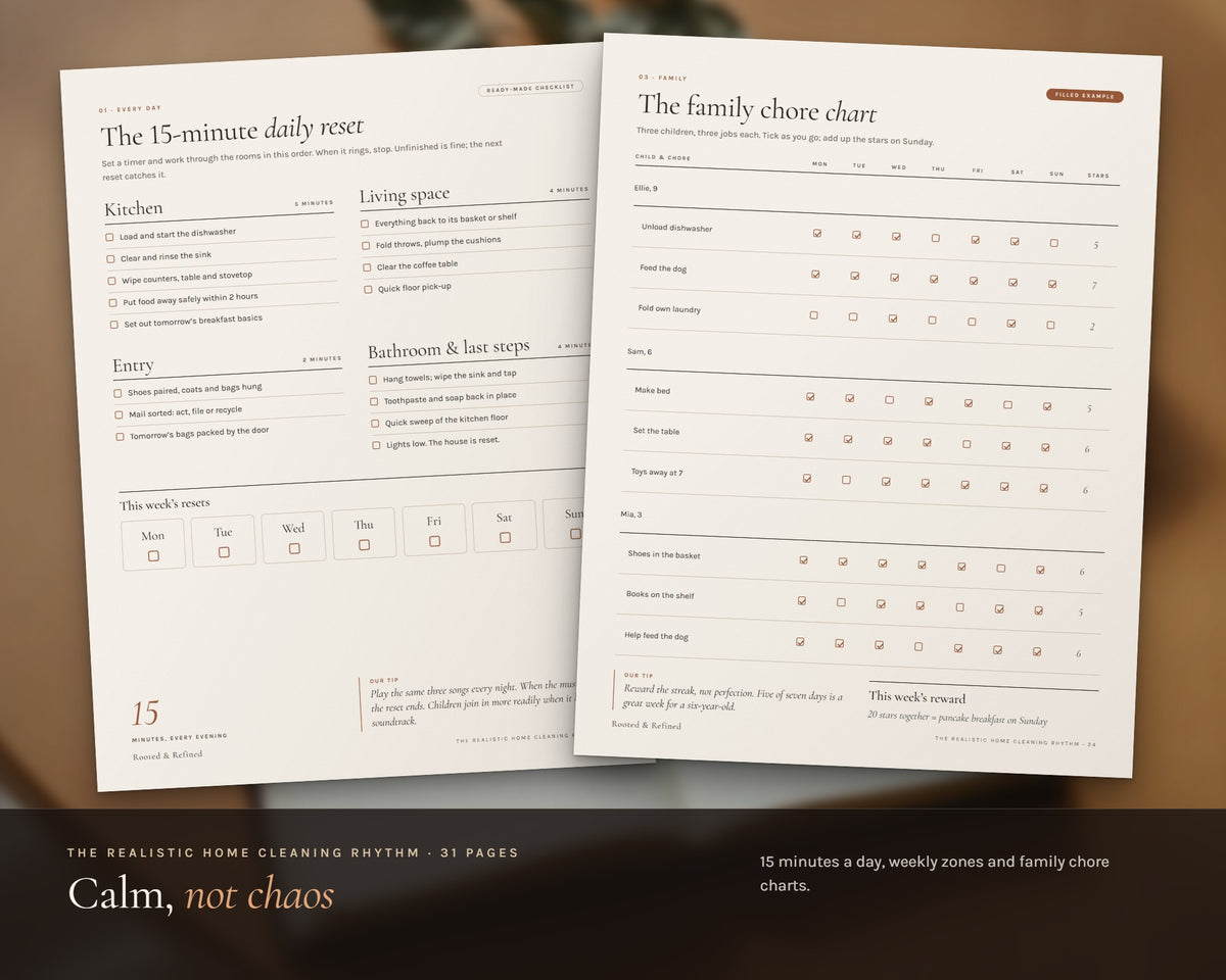 Inside the January Family Reset Bundle printable: sample pages, view 4 of 8
