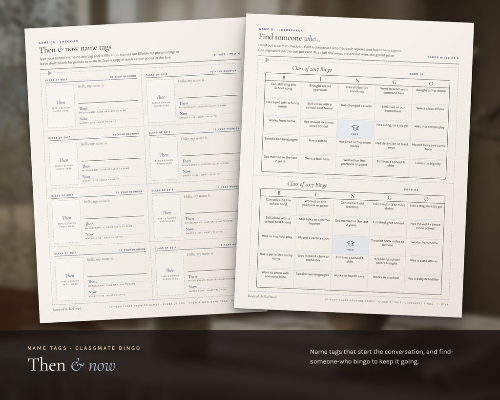 Inside the 10 Year Reunion Games printable: sample pages, view 4 of 8