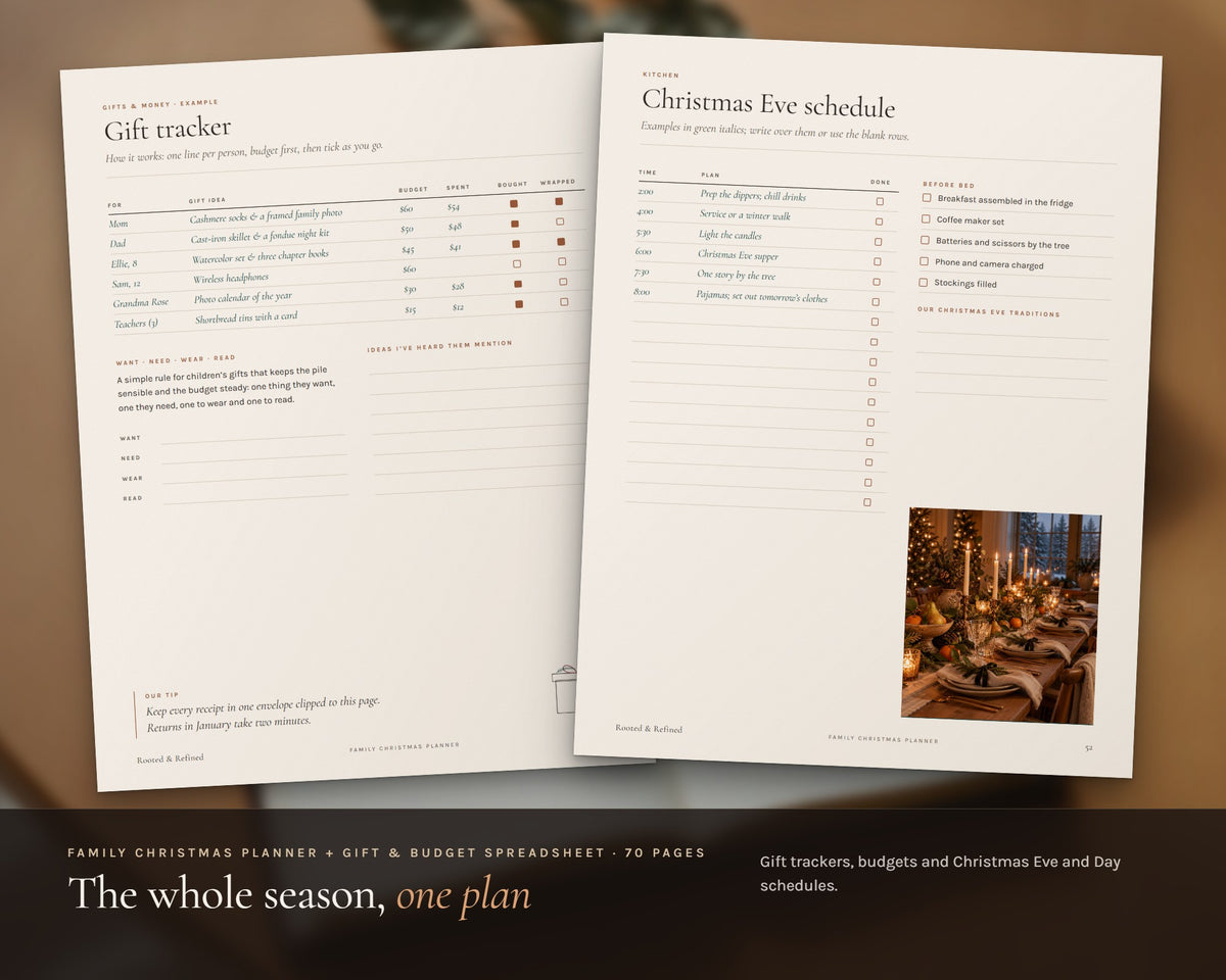 Inside the Q4 Family Organizer Bundle printable: sample pages, view 4 of 8