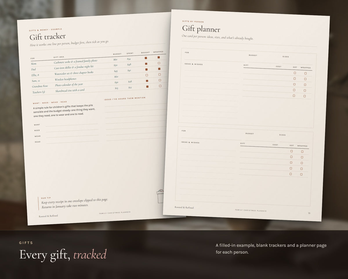 Inside the Christmas Planner and Budget Spreadsheet printable: sample pages, view 4 of 8