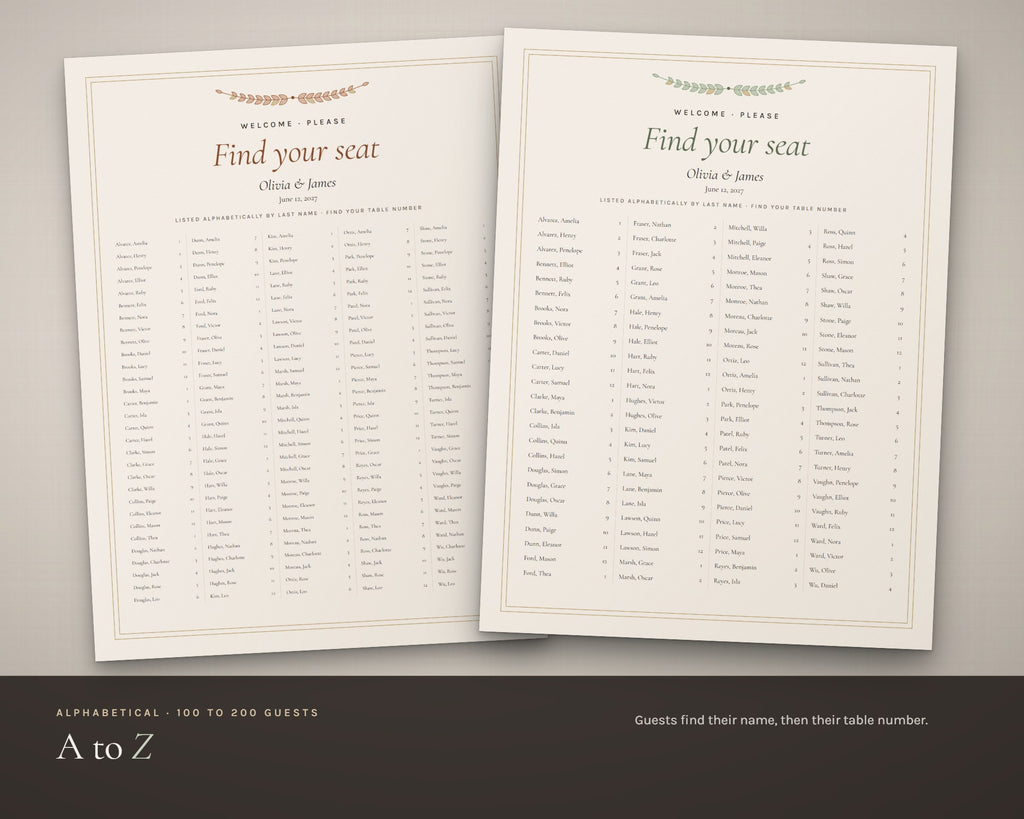 Inside the Wedding Seating Chart printable: sample pages, view 4 of 7