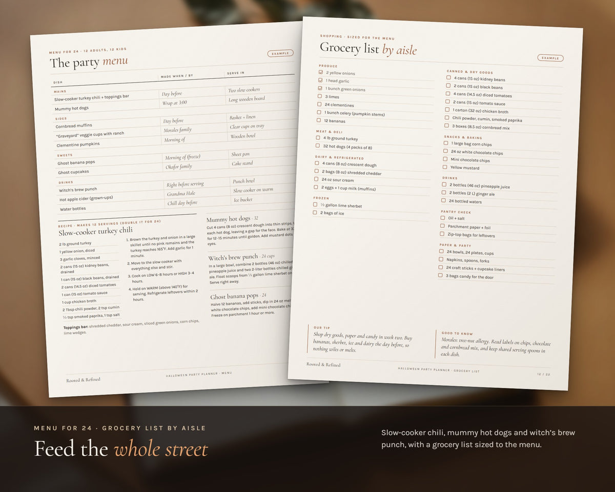 Inside the Halloween Party Planner printable: sample pages, view 4 of 8