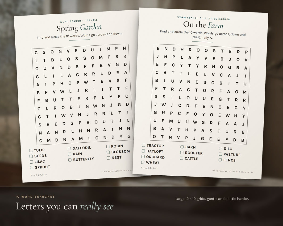 Inside the Large Print Activities for Seniors printable: sample pages, view 4 of 8
