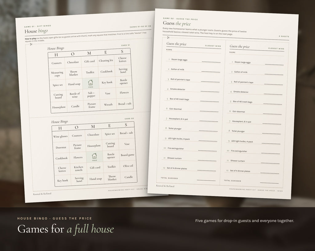 Inside the Housewarming Party Kit printable: sample pages, view 4 of 7