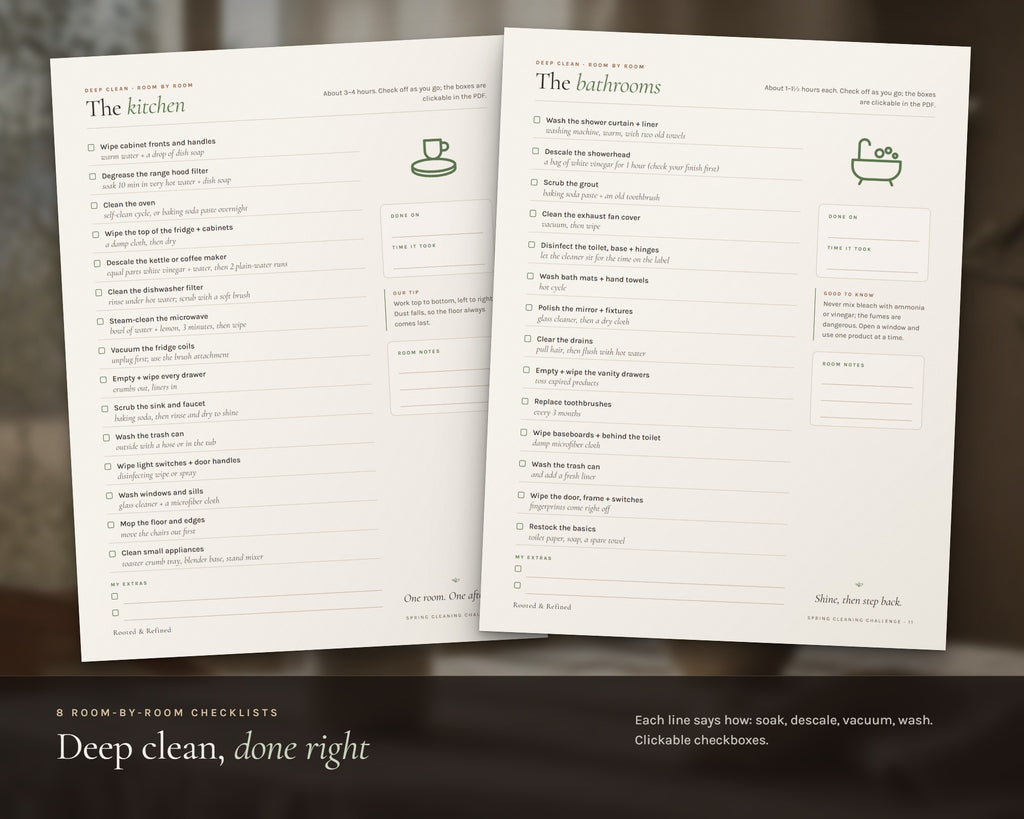 Inside the Spring Cleaning Checklist printable: sample pages, view 4 of 8