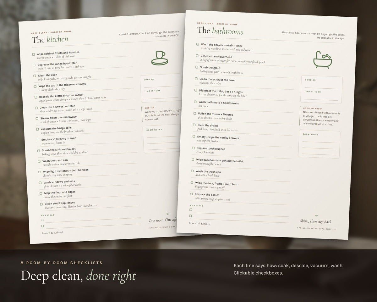 Inside the Spring Cleaning Checklist printable: sample pages, view 4 of 8