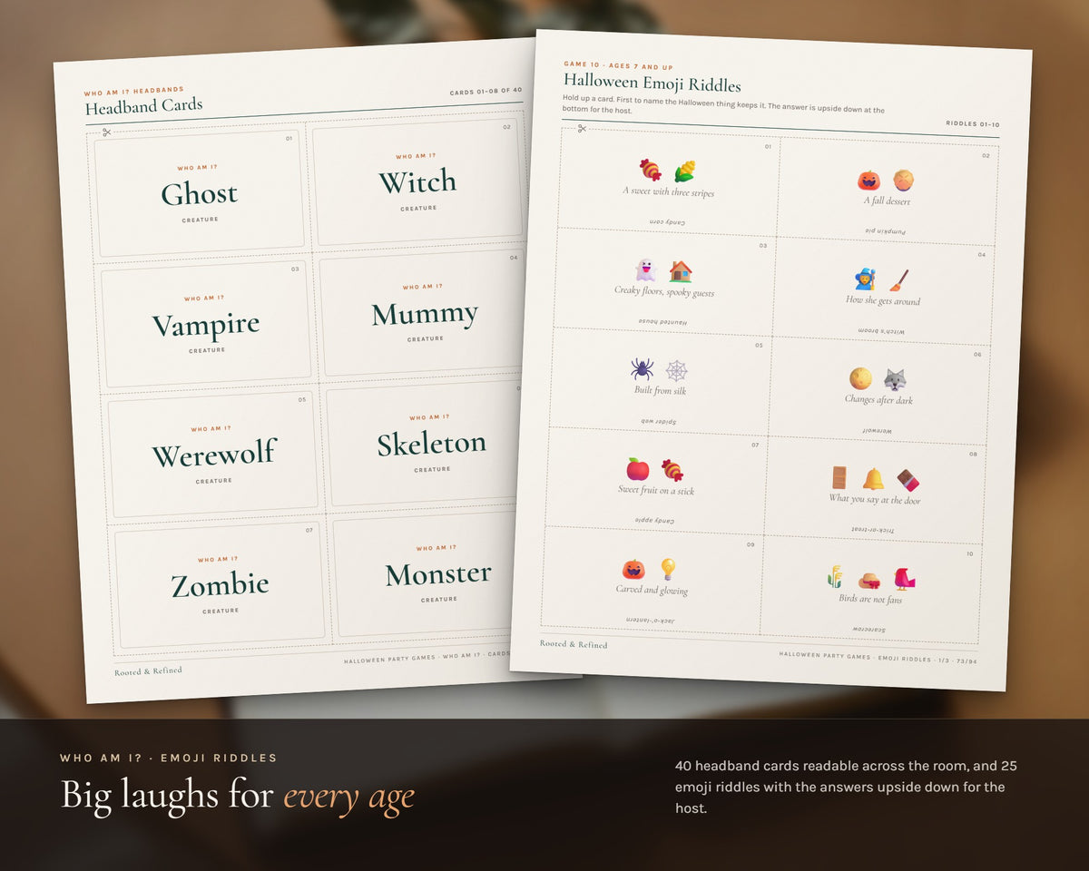 Inside the Halloween Party Games Bundle printable: sample pages, view 4 of 8