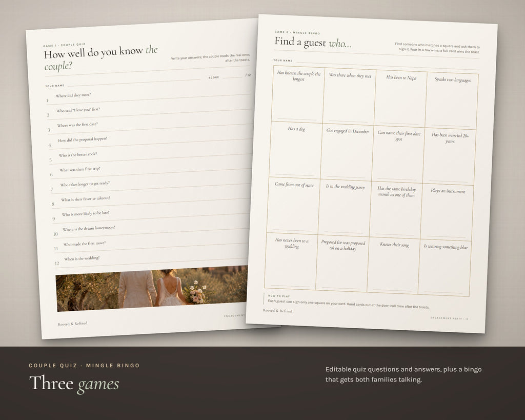 Inside the Engagement Party Kit printable: sample pages, view 4 of 7