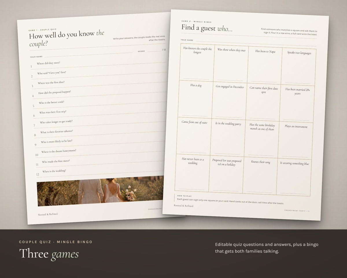 Inside the Engagement Party Kit printable: sample pages, view 4 of 7