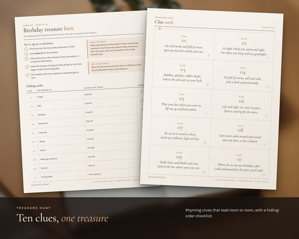 Inside the Kids Birthday Party Games and Planner printable: sample pages, view 4 of 8