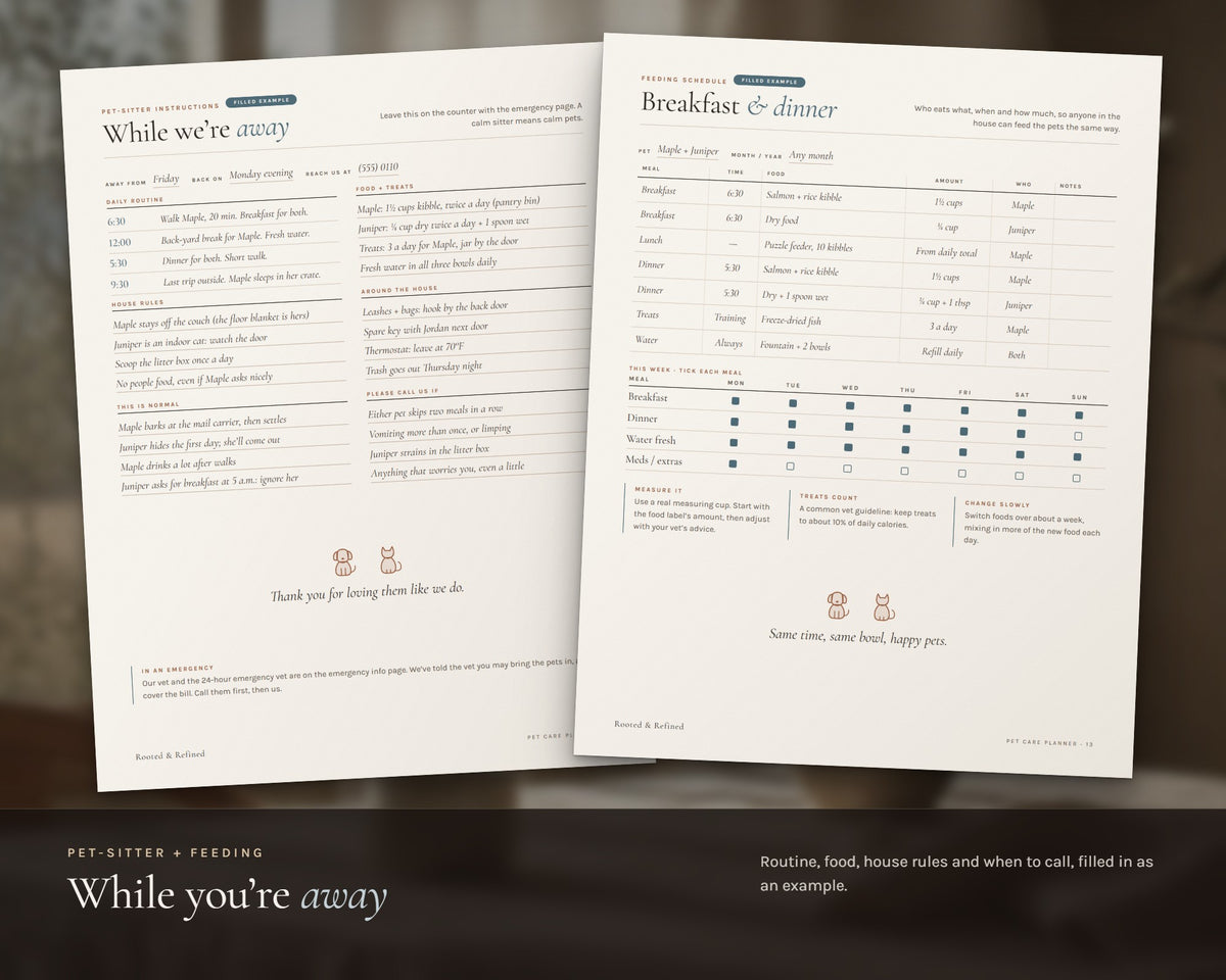 Inside the Pet Care Planner printable: sample pages, view 4 of 7