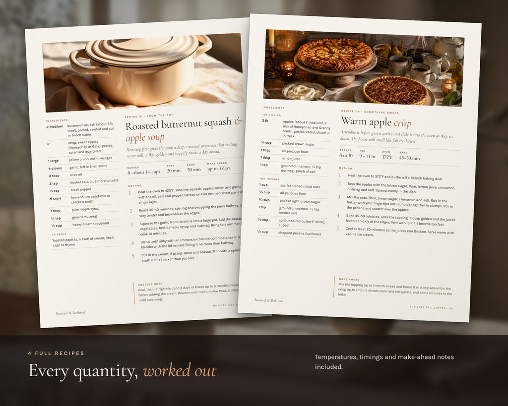 Inside the Fall Dinner Party Planner printable: sample pages, view 4 of 7