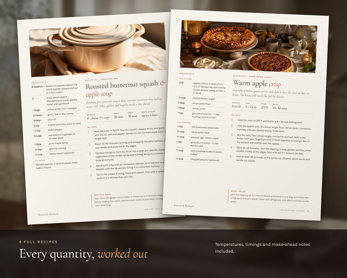 Inside the Fall Dinner Party Planner printable: sample pages, view 4 of 7