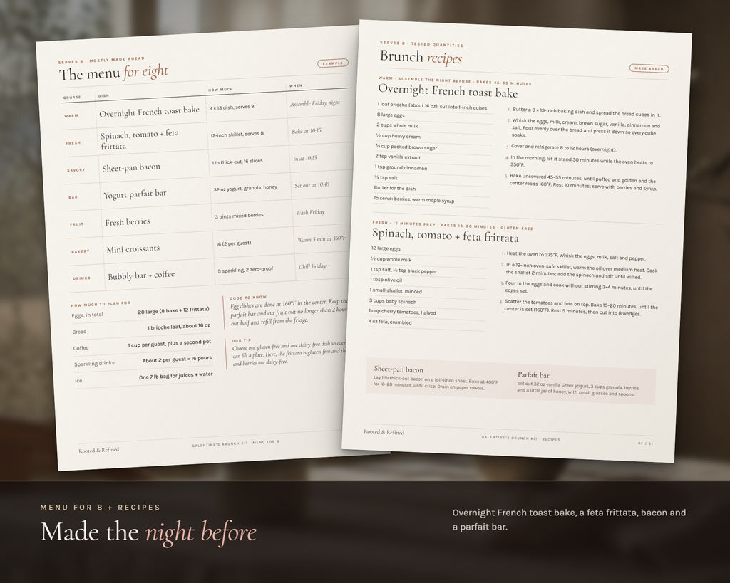 Inside the Galentine's Brunch Kit printable: sample pages, view 4 of 8