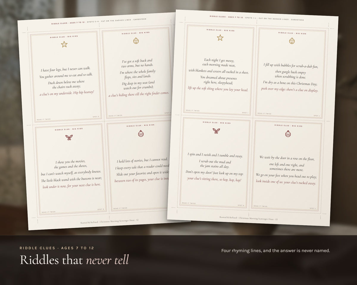 Inside the Christmas Present Scavenger Hunt for Kids printable: sample pages, view 4 of 7