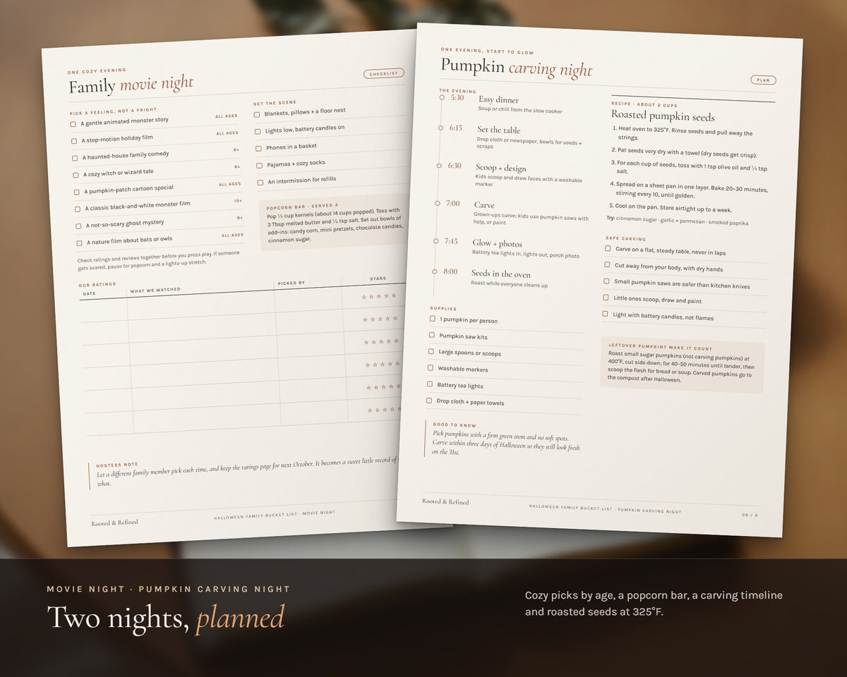 Inside the Halloween Bucket List printable: sample pages, view 5 of 8