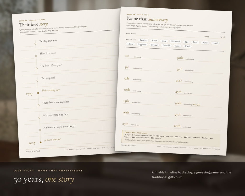 Inside the 50th Anniversary Party Games printable: sample pages, view 5 of 8