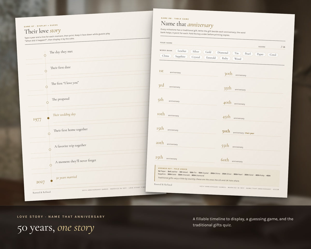 Inside the 50th Anniversary Party Games printable: sample pages, view 5 of 8