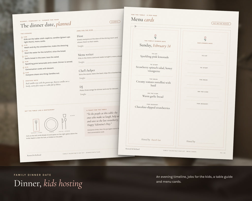Inside the Valentine's Day Family Kit printable: sample pages, view 5 of 8