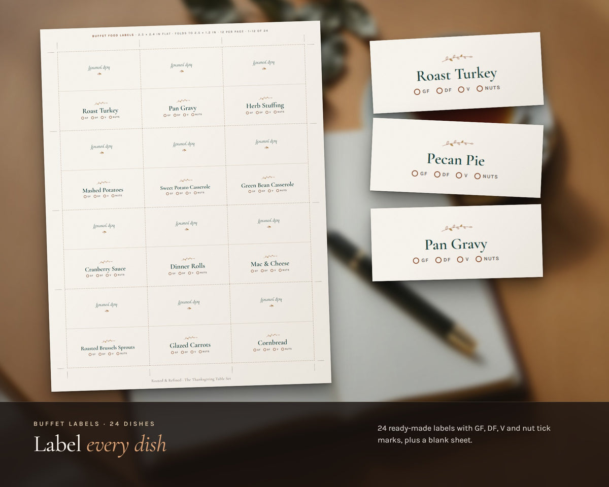 Inside the Thanksgiving Menu and Place Cards printable: sample pages, view 5 of 8