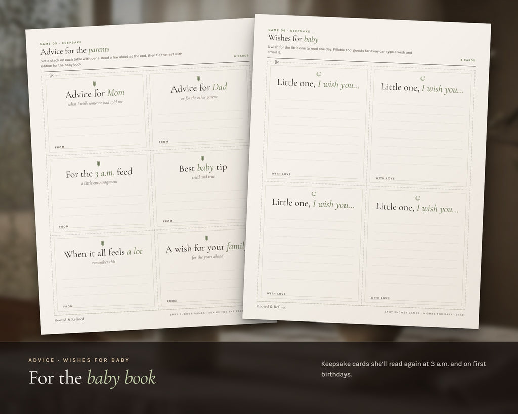 Inside the Baby Shower Games Bundle printable: sample pages, view 5 of 8