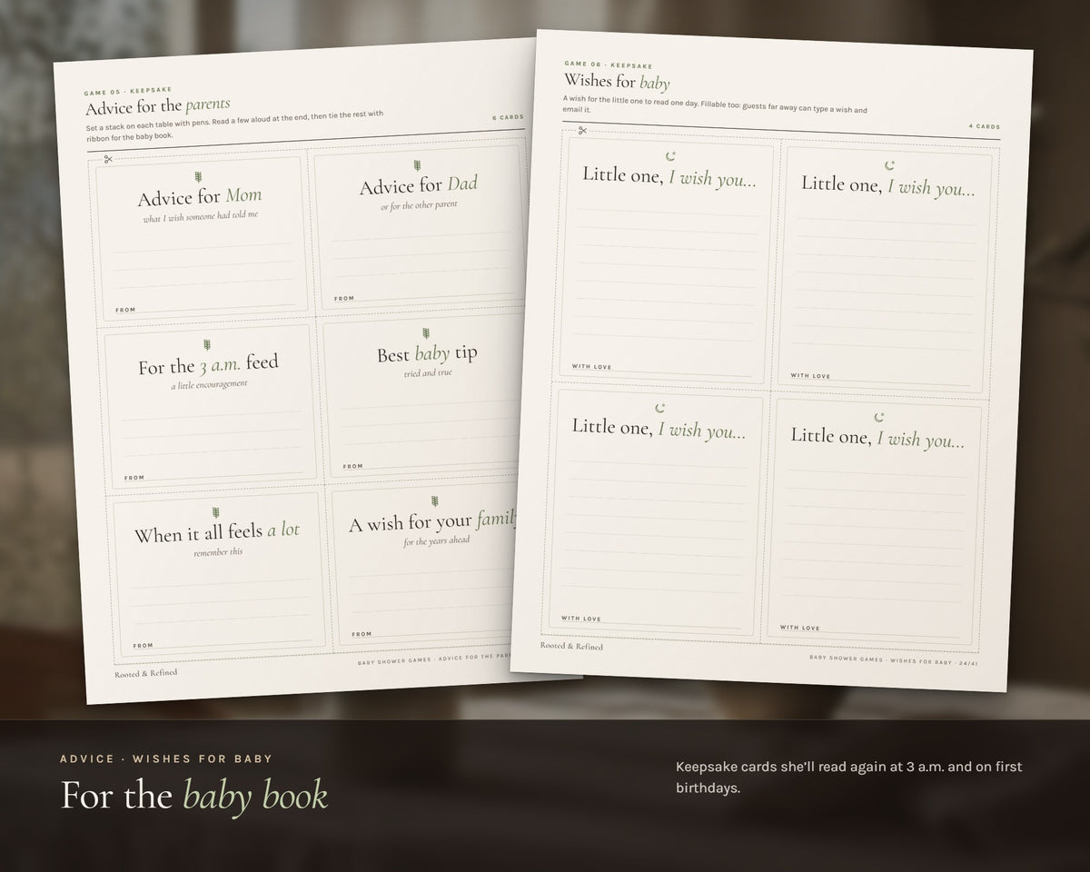 Inside the Baby Shower Games Bundle printable: sample pages, view 5 of 8