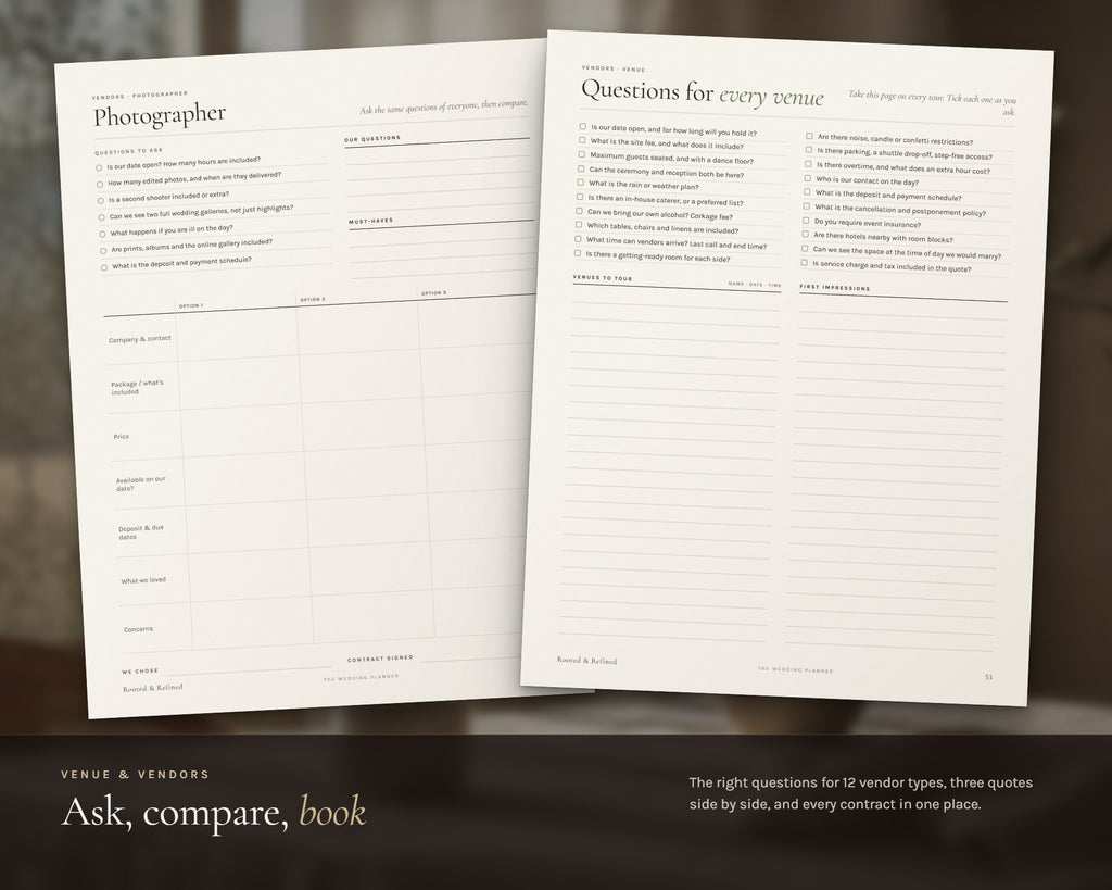 Inside the Wedding Planner printable: sample pages, view 5 of 8