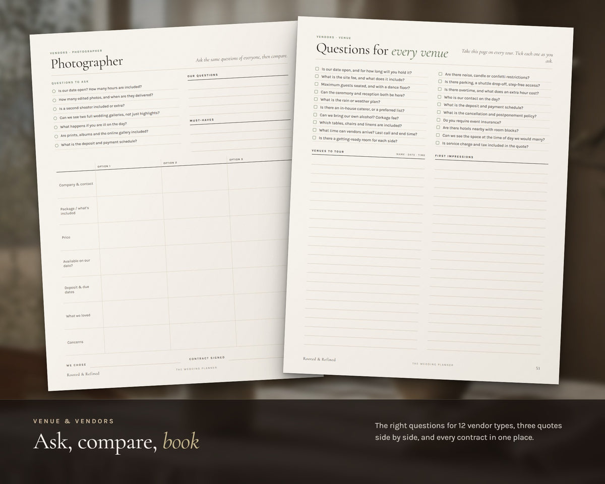 Inside the Wedding Planner printable: sample pages, view 5 of 8