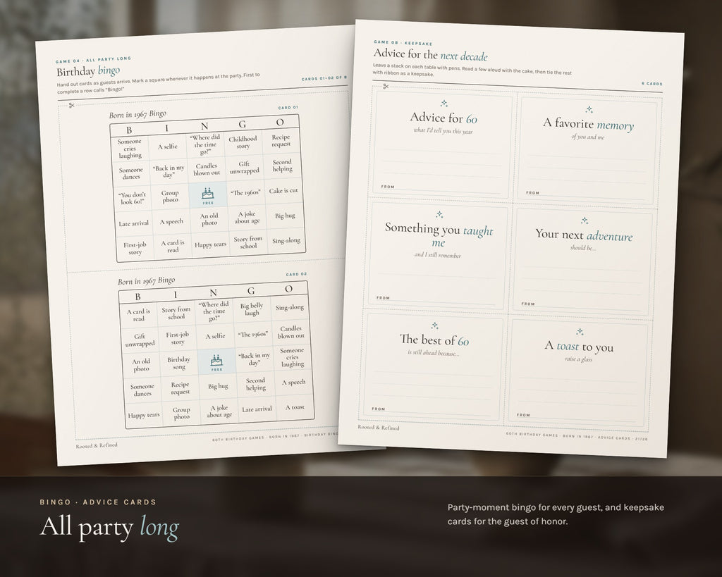 Inside the 60th Birthday Party Games printable: sample pages, view 5 of 8