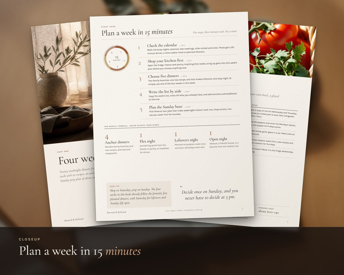 Inside the Family Meal Planner printable: sample pages, view 5 of 8
