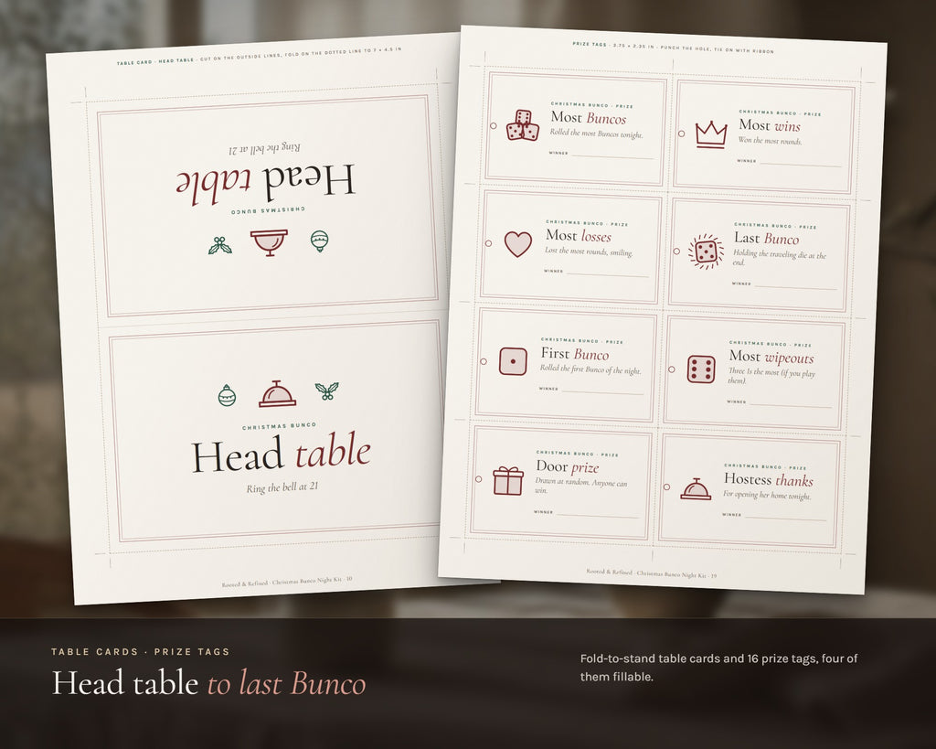 Inside the Christmas Bunco Night Kit printable: sample pages, view 5 of 8