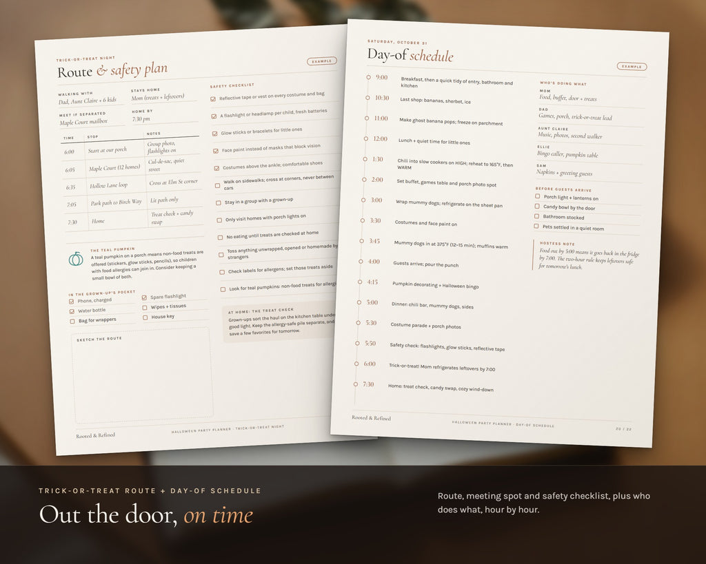 Inside the Halloween Party Planner printable: sample pages, view 5 of 8